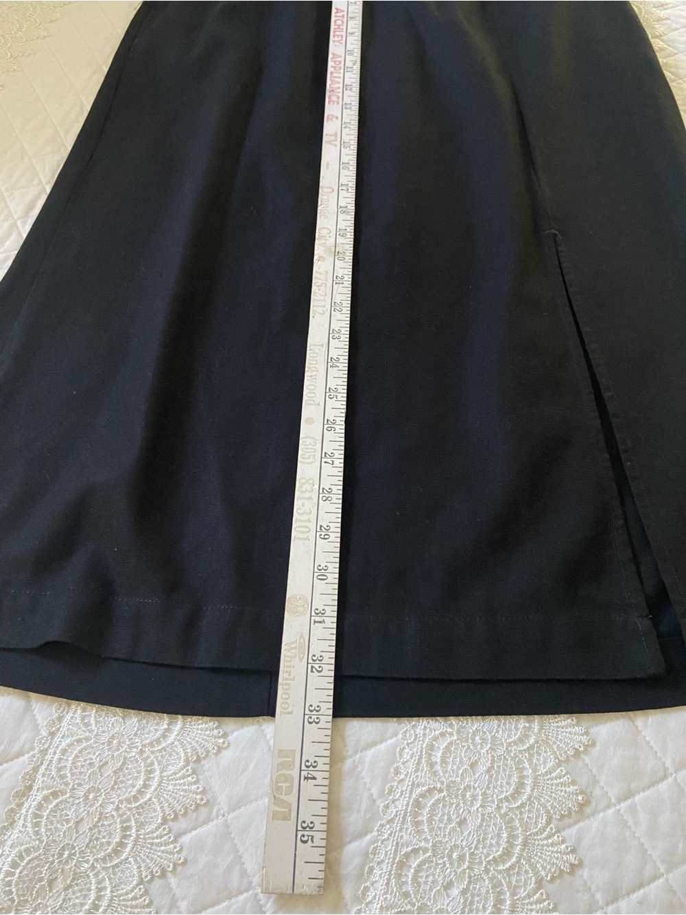 Time and Tru Black Linen Blend Pull On Midi Skirt with Front Slit Size Medium - Picture 13 of 14
